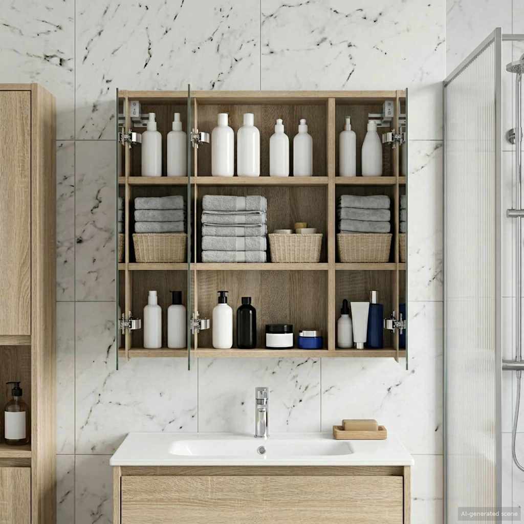 Badkamer spiegelkast Sonoma Eiken 63,5 x 16 x 62,5 cm is nu te koop bij PeponiXL, paradijselijk wonen!