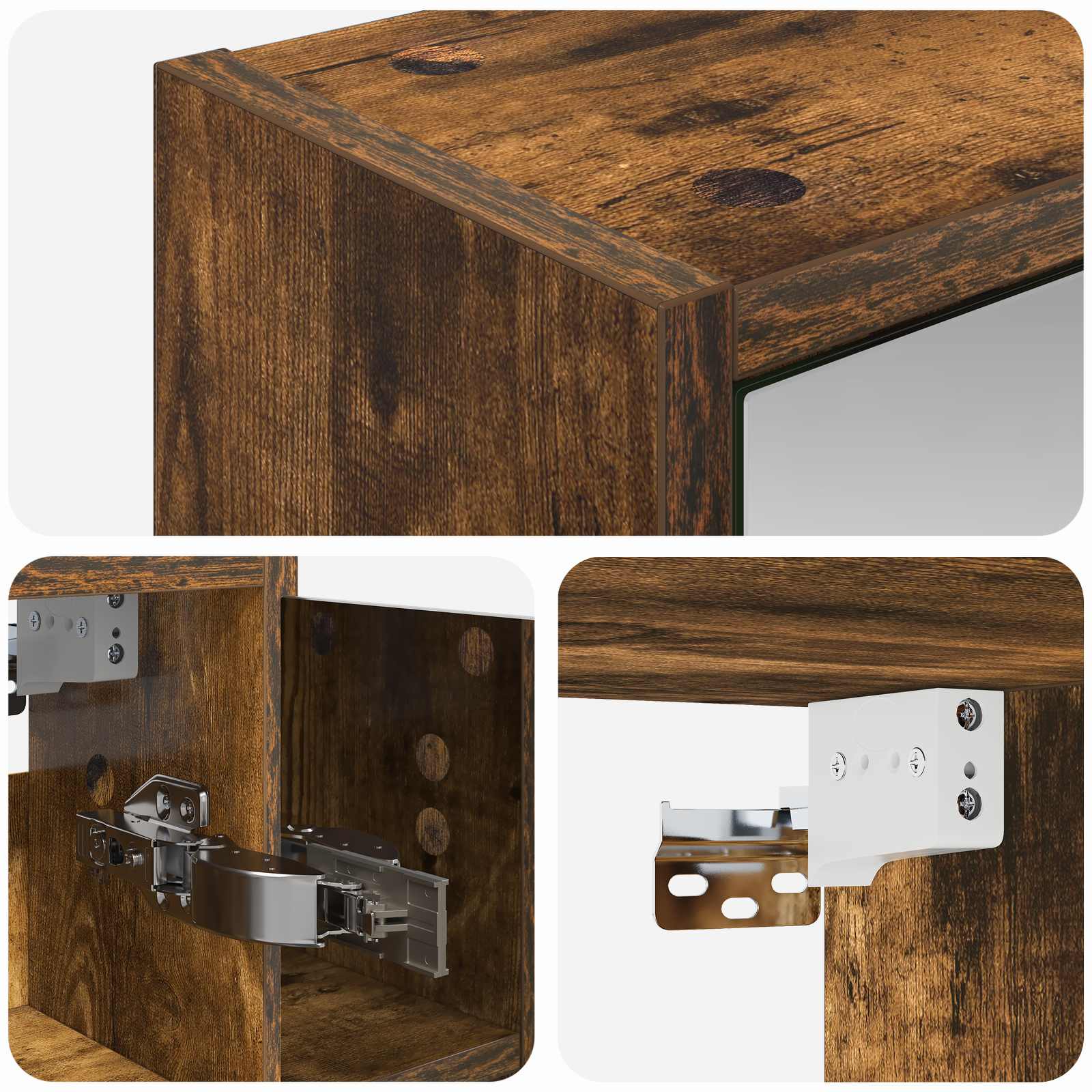Badkamer spiegelkast Gerookt eiken 63,5 x 16 x 62,5 cm is nu te koop bij PeponiXL, paradijselijk wonen!