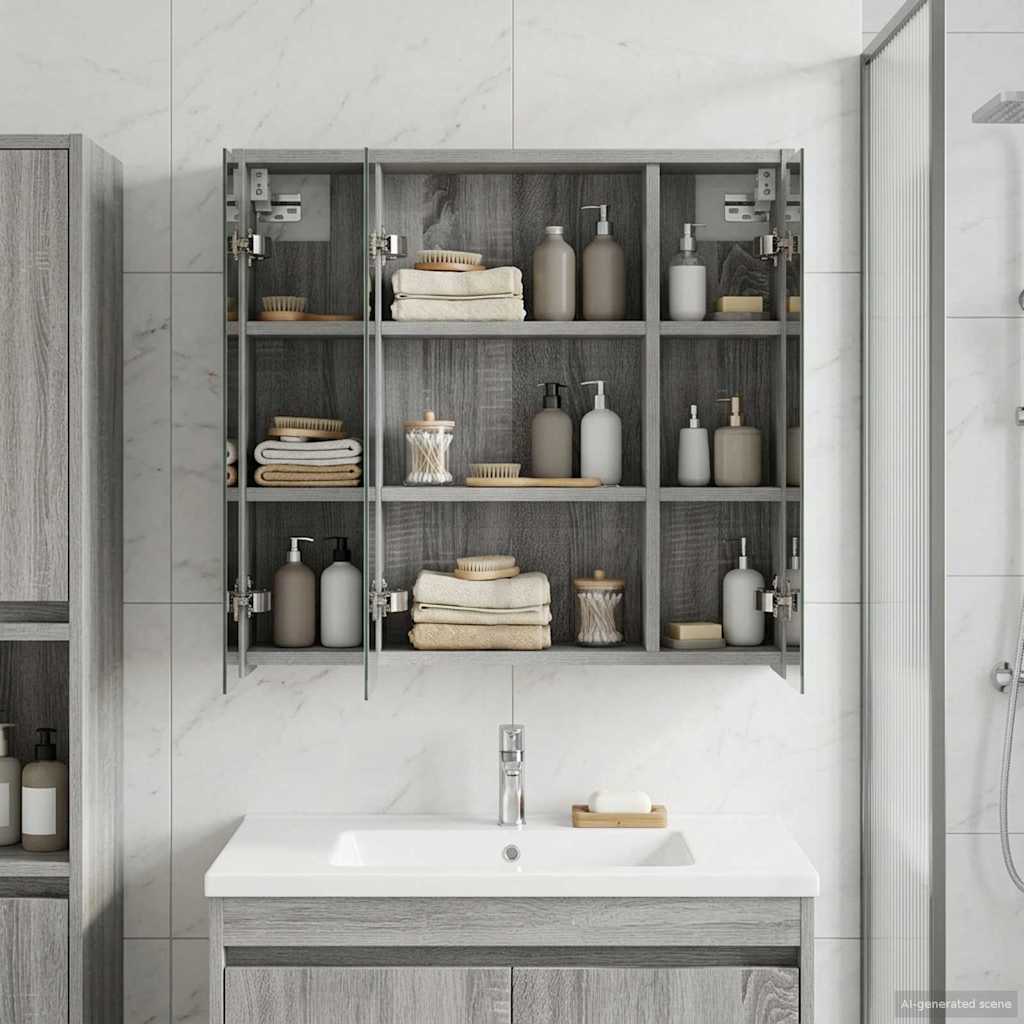 Badkamer spiegelkast Grijs Sonoma 63,5 x 16 x 62,5 cm is nu te koop bij PeponiXL, paradijselijk wonen!