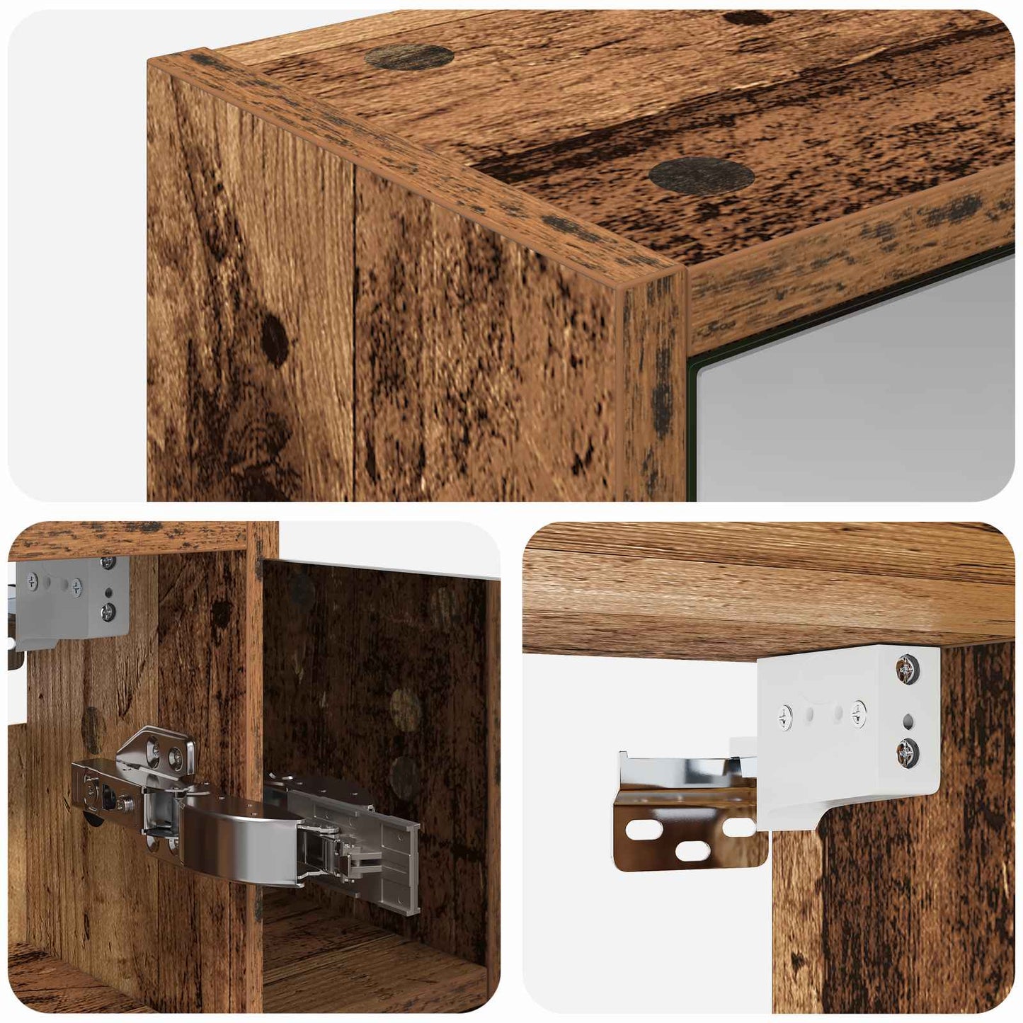 Badkamer spiegelkast Oudhout 63,5 x 16 x 62,5 cm Bewerkt hout is nu te koop bij PeponiXL, paradijselijk wonen!