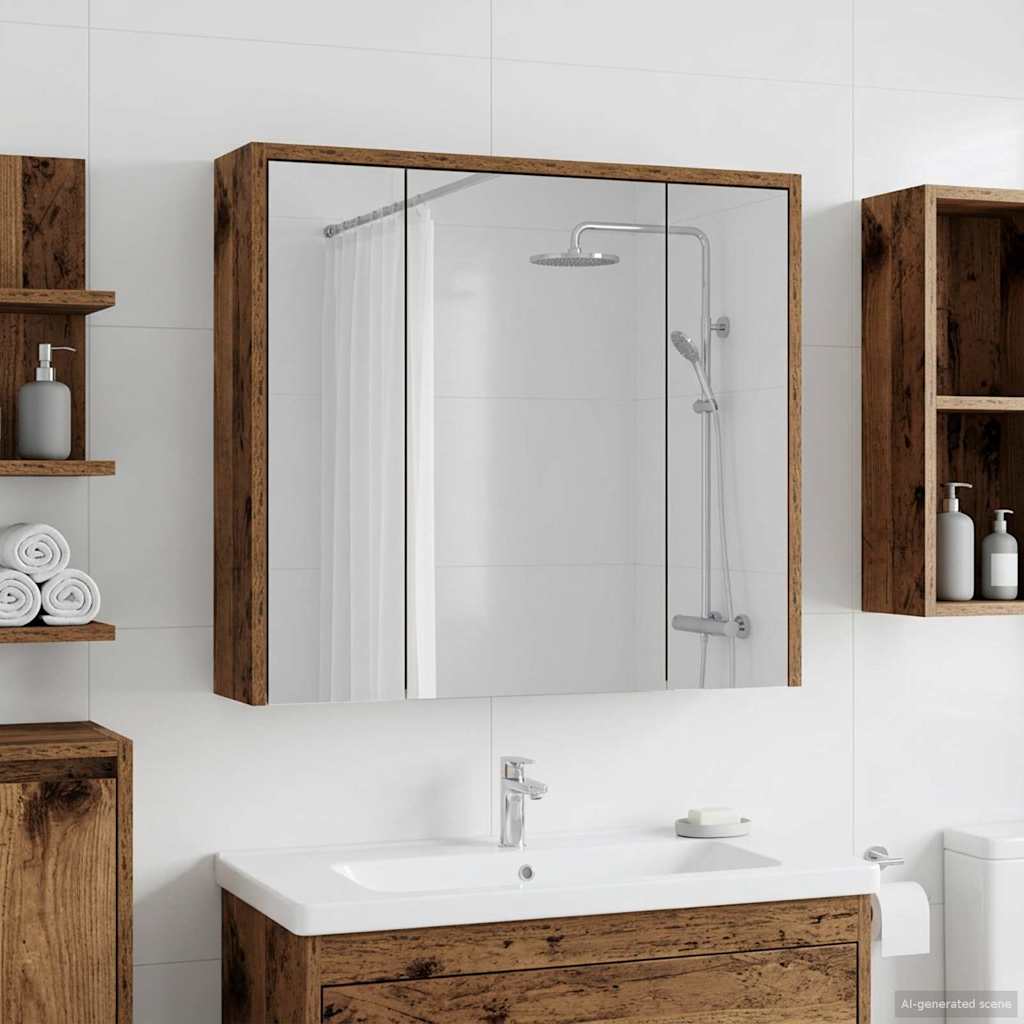 Badkamer spiegelkast Oudhout 63,5 x 16 x 62,5 cm Bewerkt hout is nu te koop bij PeponiXL, paradijselijk wonen!