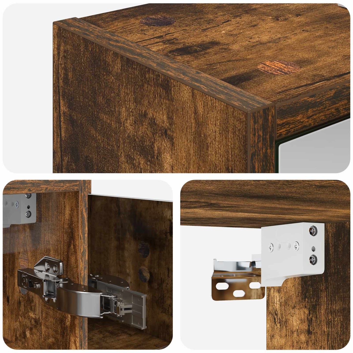 Badkamer spiegelkast Gerookt eiken 63,5 x 16 x 62,5 cm is nu te koop bij PeponiXL, paradijselijk wonen!