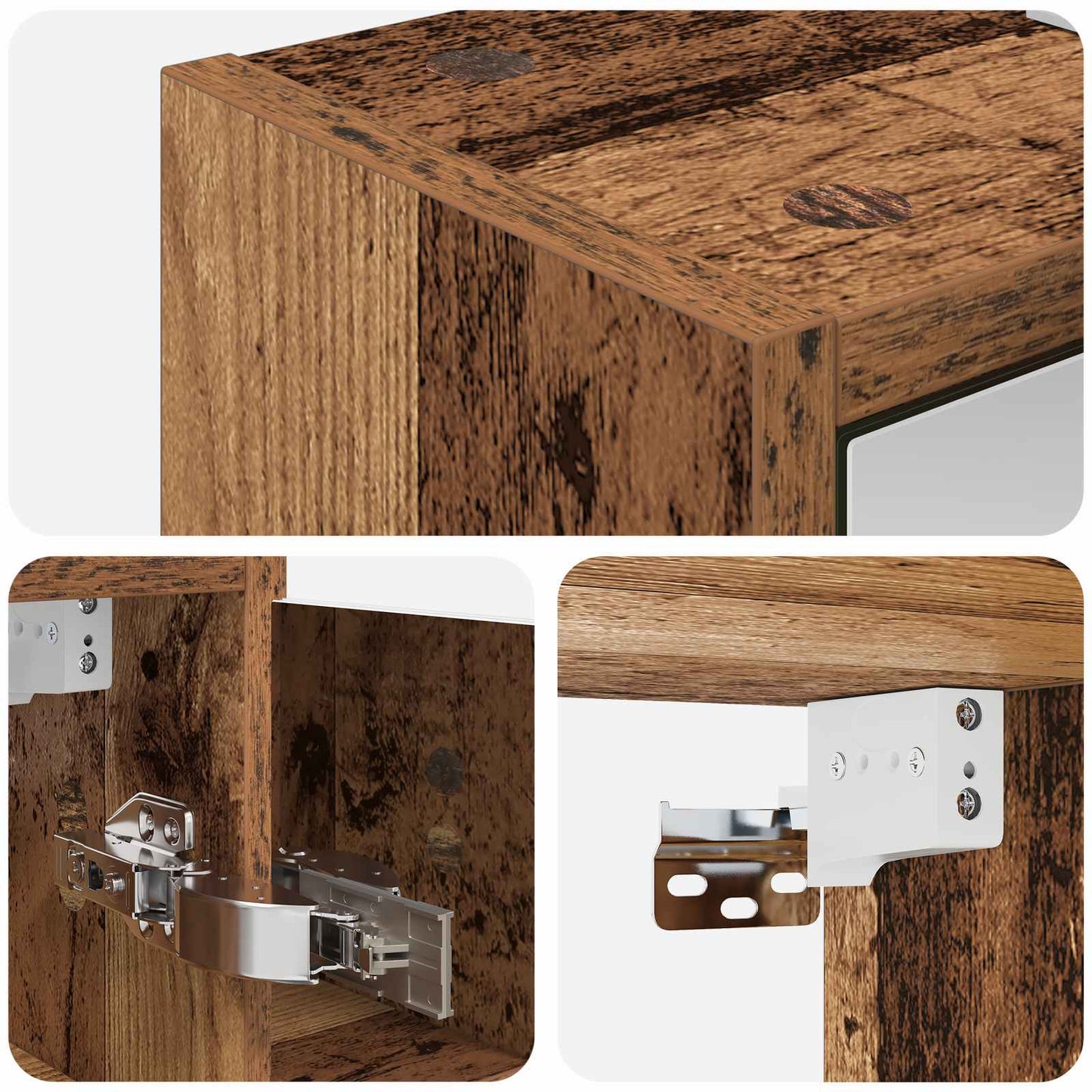 Badkamer spiegelkast Oudhout 63,5 x 16 x 62,5 cm Bewerkt hout is nu te koop bij PeponiXL, paradijselijk wonen!