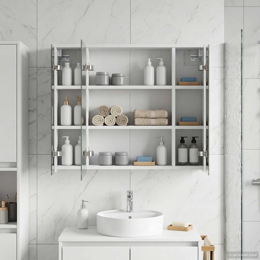 Badkamer spiegelkast voor Wit 73,5 x 16 x 62,5 cm Bewerkt hout is nu te koop bij PeponiXL, paradijselijk wonen!
