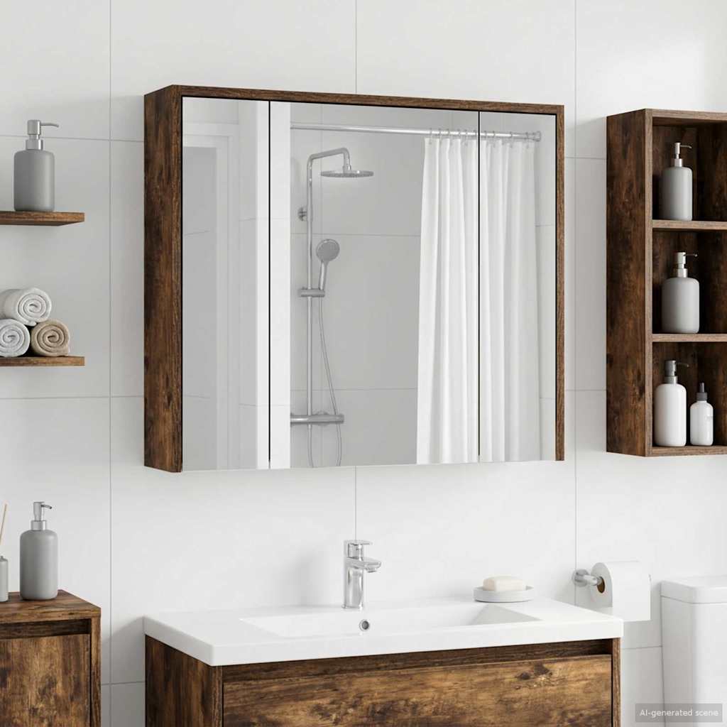 Badkamer spiegelkast Gerookt eiken 73,5 x 16 x 62,5 cm is nu te koop bij PeponiXL, paradijselijk wonen!