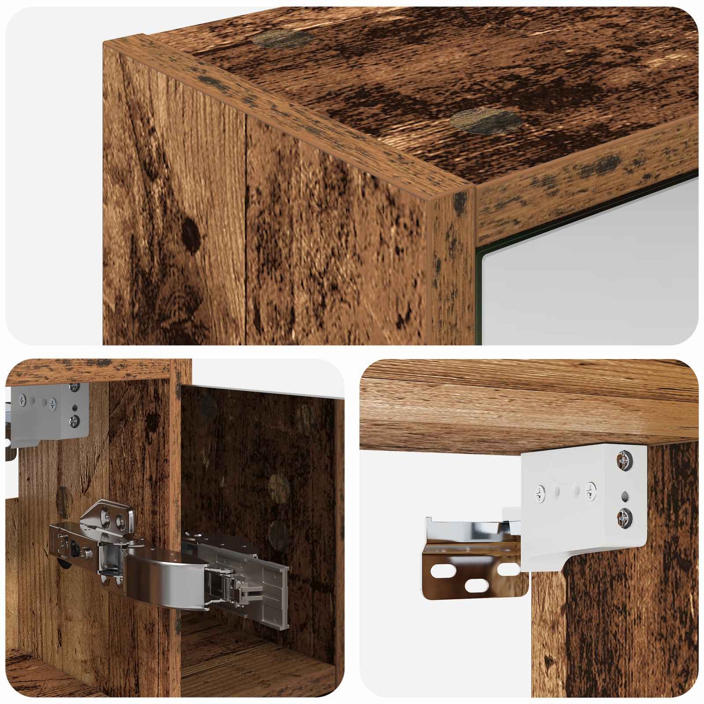 Badkamer spiegelkast Oudhout 73,5 x 16 x 62,5 cm Bewerkt hout is nu te koop bij PeponiXL, paradijselijk wonen!
