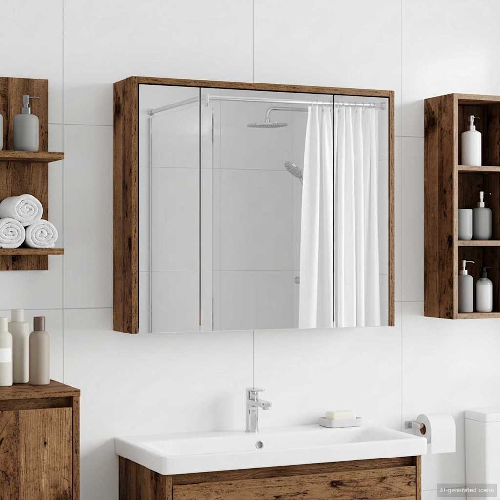 Badkamer spiegelkast Oudhout 73,5 x 16 x 62,5 cm Bewerkt hout is nu te koop bij PeponiXL, paradijselijk wonen!