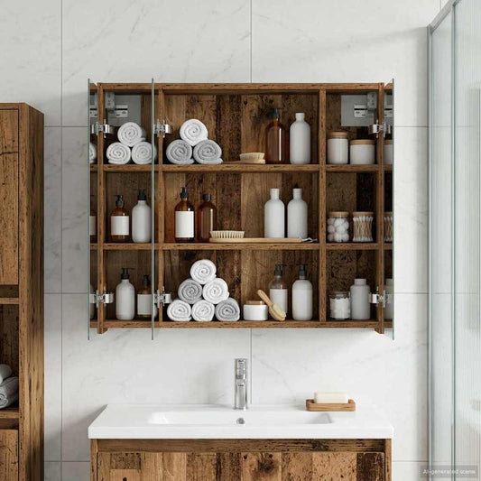 Badkamer spiegelkast Oudhout 73,5 x 16 x 62,5 cm Bewerkt hout is nu te koop bij PeponiXL, paradijselijk wonen!