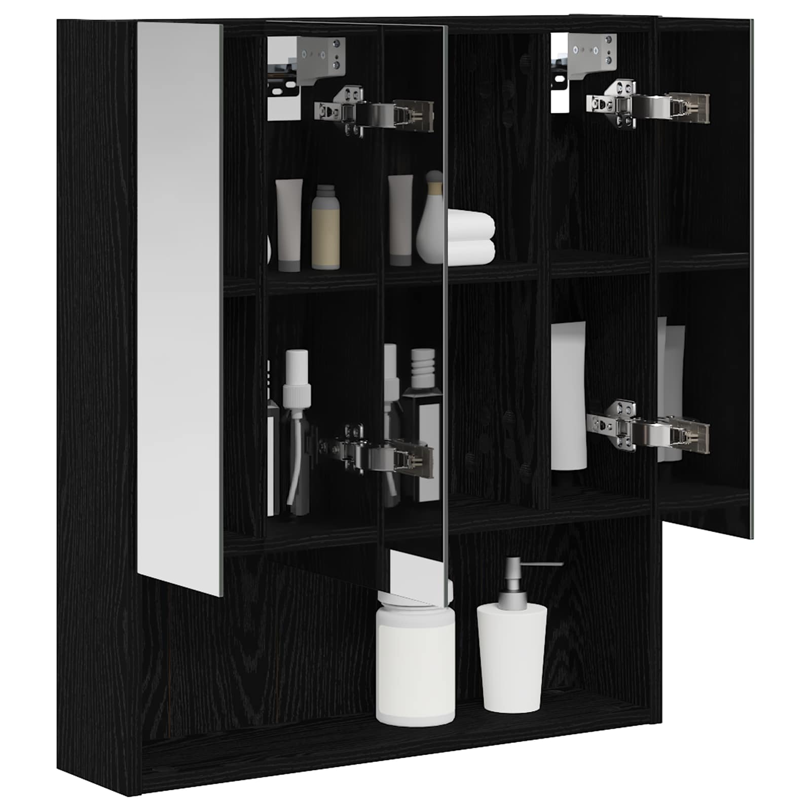 Badkamer spiegelkast Zwart Eiken 60 x 14.5 x 70 cm Bewerkt hout is nu te koop bij PeponiXL, paradijselijk wonen!