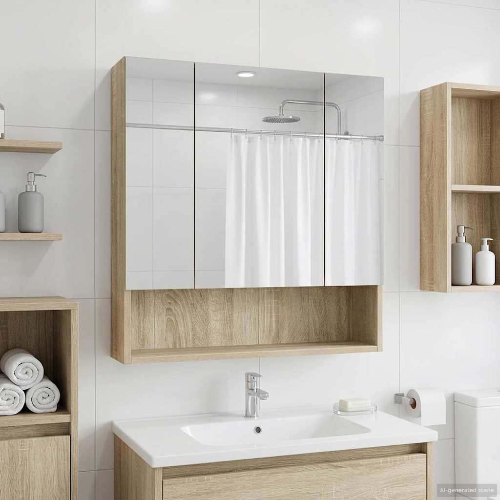Badkamer spiegelkast met plank Sonoma Eiken 60 x 14.5 x 70 cm is nu te koop bij PeponiXL, paradijselijk wonen!