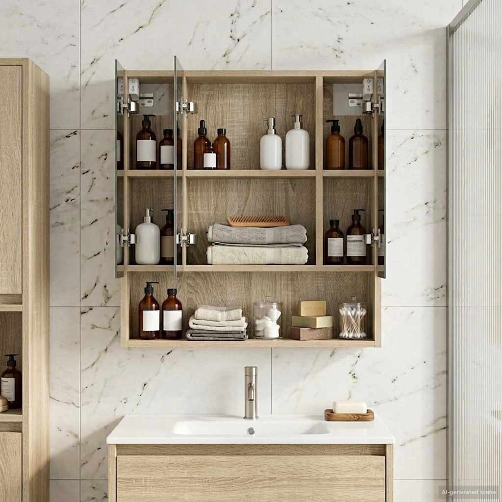 Badkamer spiegelkast met plank Sonoma Eiken 60 x 14.5 x 70 cm is nu te koop bij PeponiXL, paradijselijk wonen!