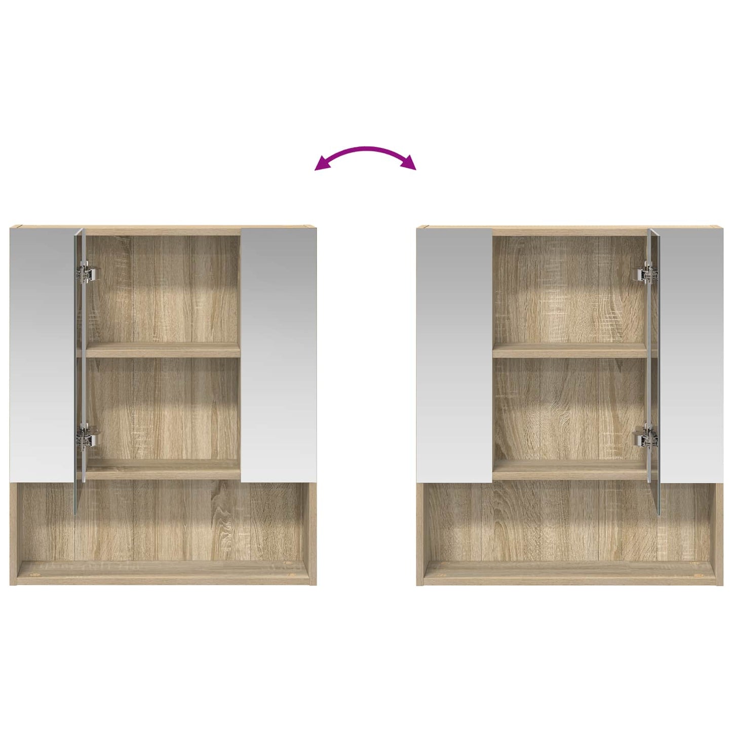 Badkamer spiegelkast met plank Sonoma Eiken 60 x 14.5 x 70 cm is nu te koop bij PeponiXL, paradijselijk wonen!