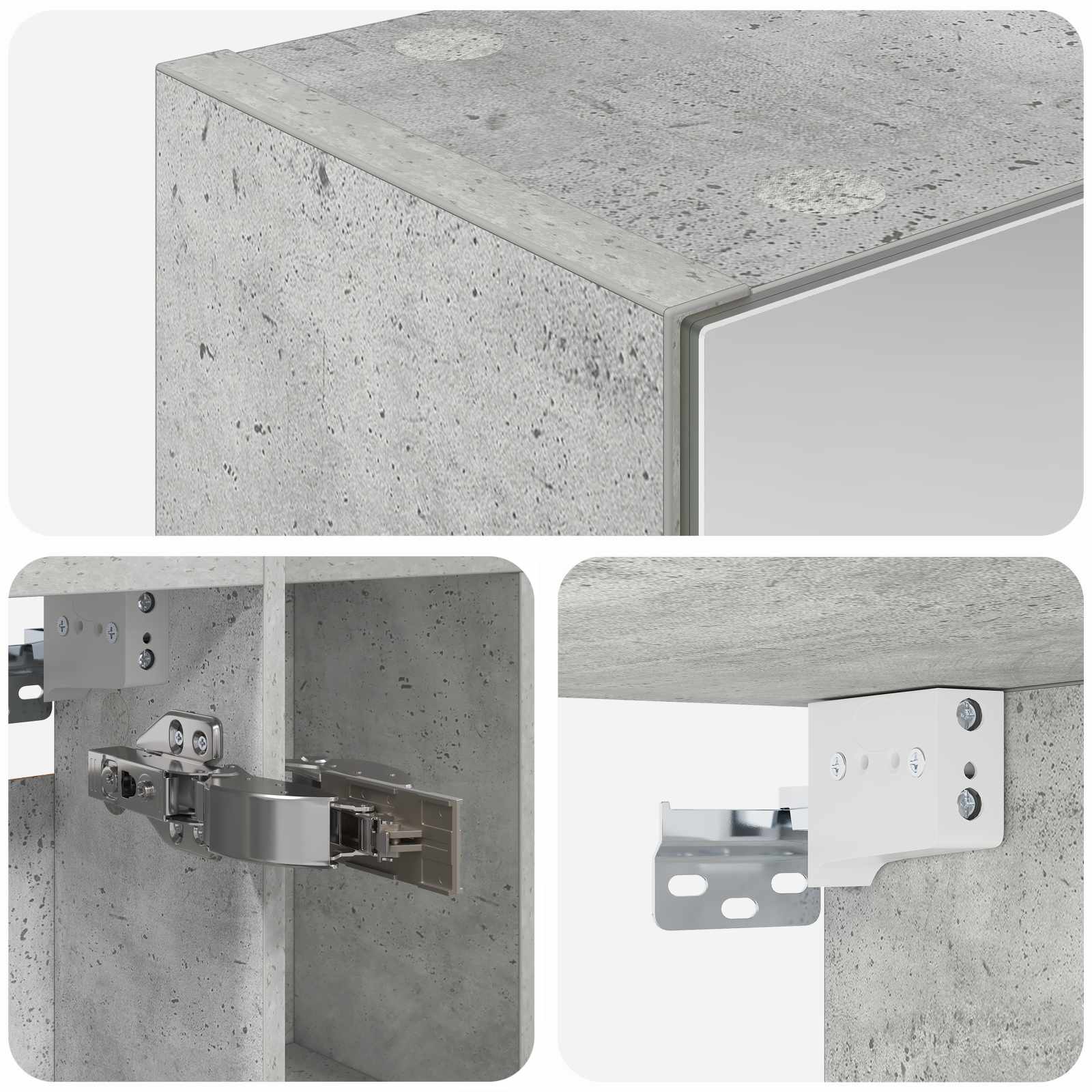 Badkamer spiegelkast Beton Grijs 60 x 14.5 x 70 cm Bewerkt hout is nu te koop bij PeponiXL, paradijselijk wonen!