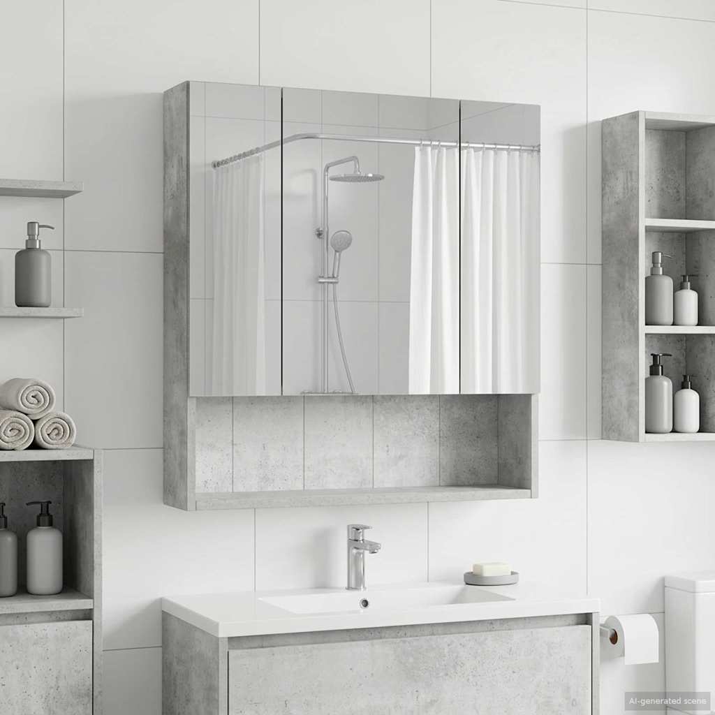 Badkamer spiegelkast Beton Grijs 60 x 14.5 x 70 cm Bewerkt hout is nu te koop bij PeponiXL, paradijselijk wonen!