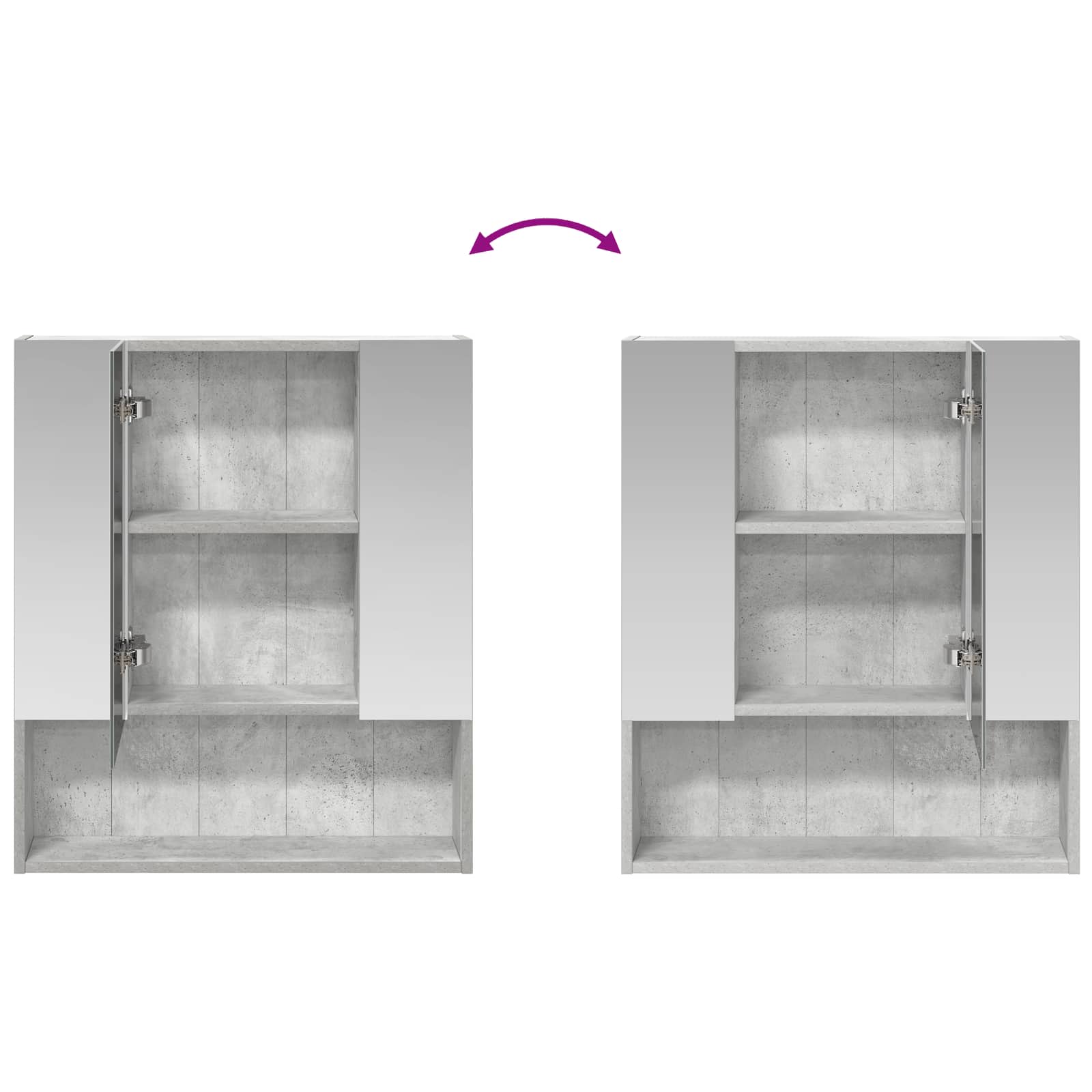 Badkamer spiegelkast Beton Grijs 60 x 14.5 x 70 cm Bewerkt hout is nu te koop bij PeponiXL, paradijselijk wonen!