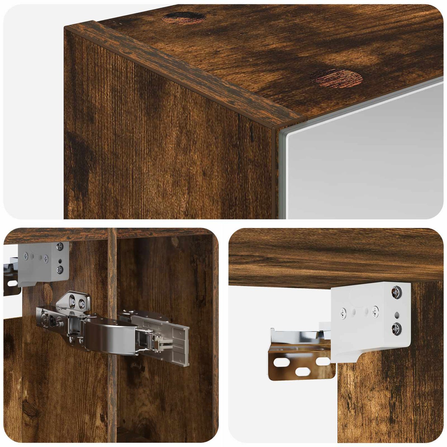 Badkamer spiegelkast met plank Gerookt eiken 60 x 14.5 x 70 cm is nu te koop bij PeponiXL, paradijselijk wonen!