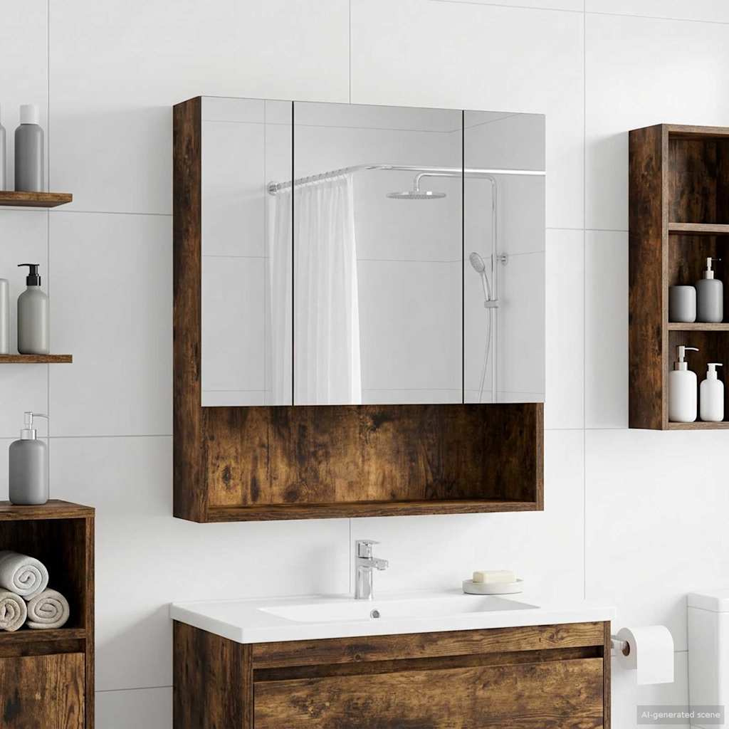 Badkamer spiegelkast met plank Gerookt eiken 60 x 14.5 x 70 cm is nu te koop bij PeponiXL, paradijselijk wonen!