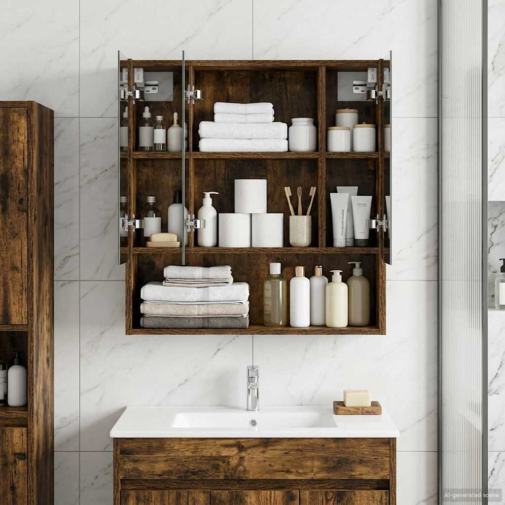 Badkamer spiegelkast met plank Gerookt eiken 60 x 14.5 x 70 cm is nu te koop bij PeponiXL, paradijselijk wonen!