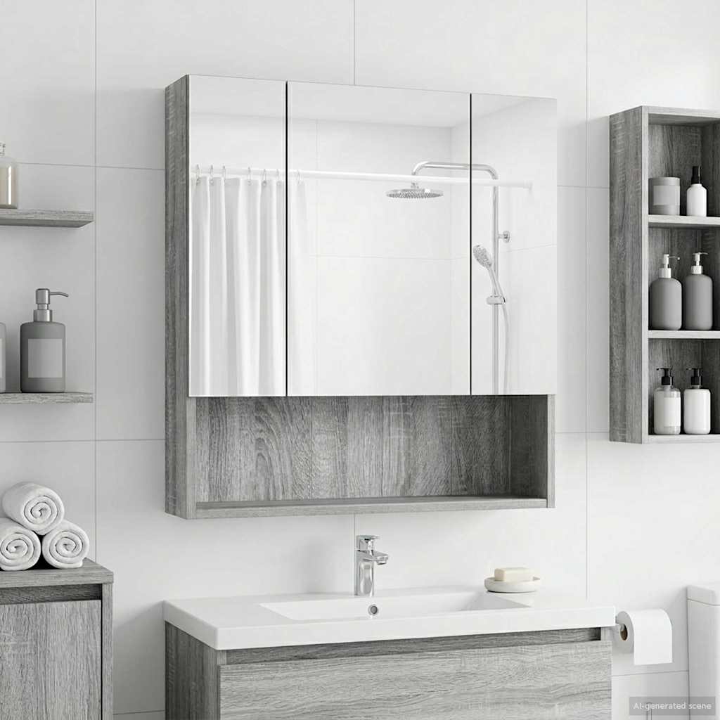 Badkamer spiegelkast met plank Grijs Sonoma 60 x 14.5 x 70 cm is nu te koop bij PeponiXL, paradijselijk wonen!