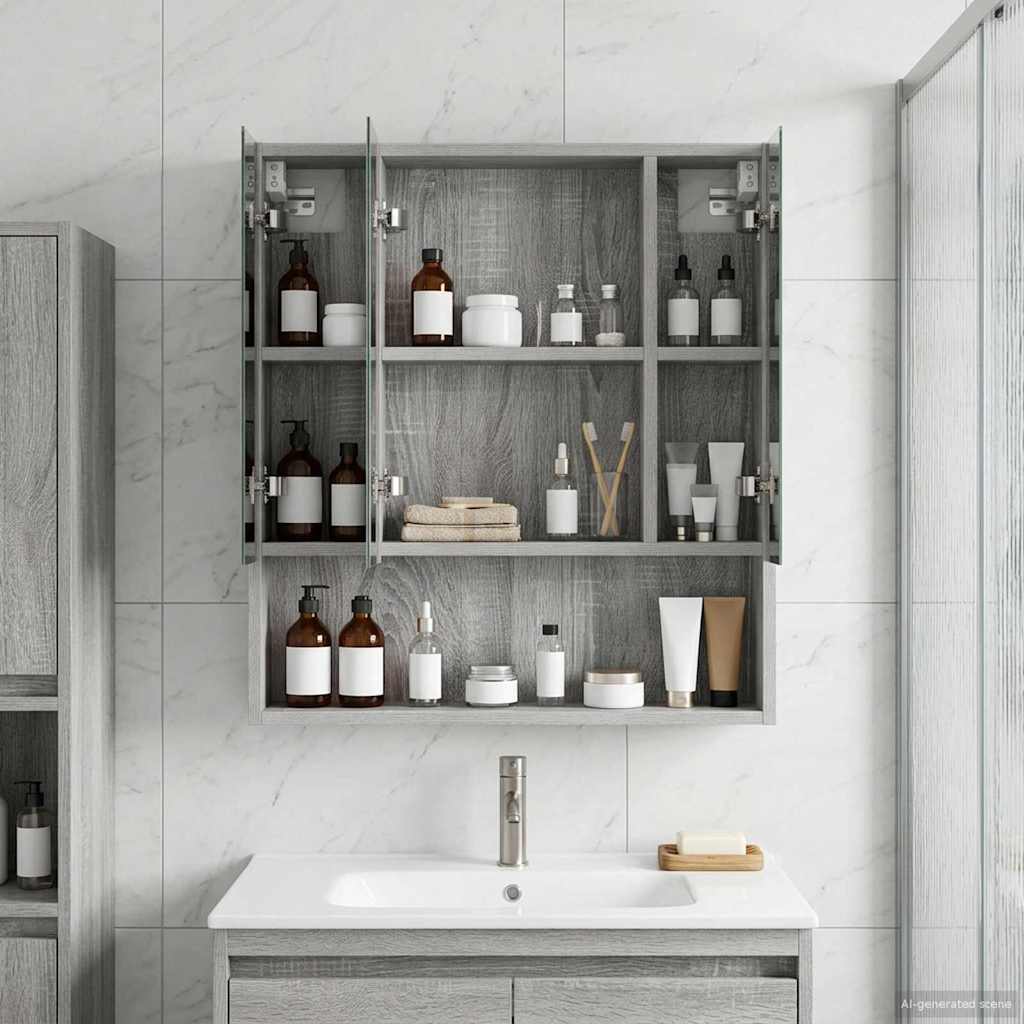 Badkamer spiegelkast met plank Grijs Sonoma 60 x 14.5 x 70 cm is nu te koop bij PeponiXL, paradijselijk wonen!