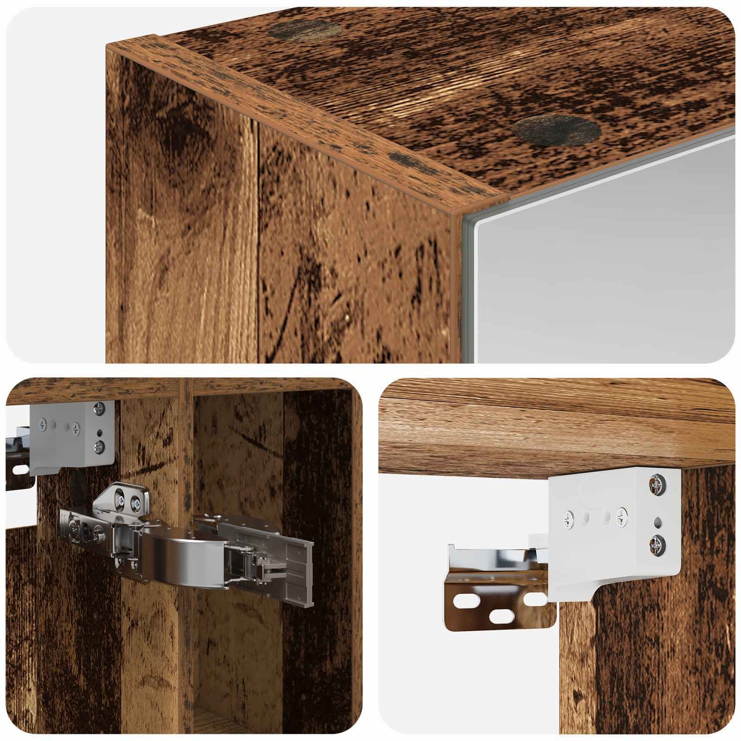 Badkamer spiegelkast Oudhout 60 x 14.5 x 70 cm Bewerkt hout is nu te koop bij PeponiXL, paradijselijk wonen!