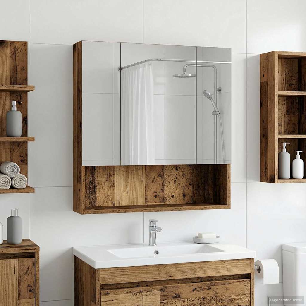 Badkamer spiegelkast Oudhout 60 x 14.5 x 70 cm Bewerkt hout is nu te koop bij PeponiXL, paradijselijk wonen!