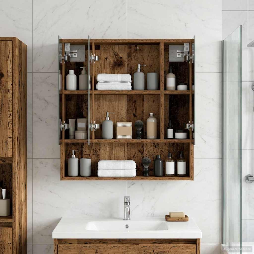 Badkamer spiegelkast Oudhout 60 x 14.5 x 70 cm Bewerkt hout is nu te koop bij PeponiXL, paradijselijk wonen!