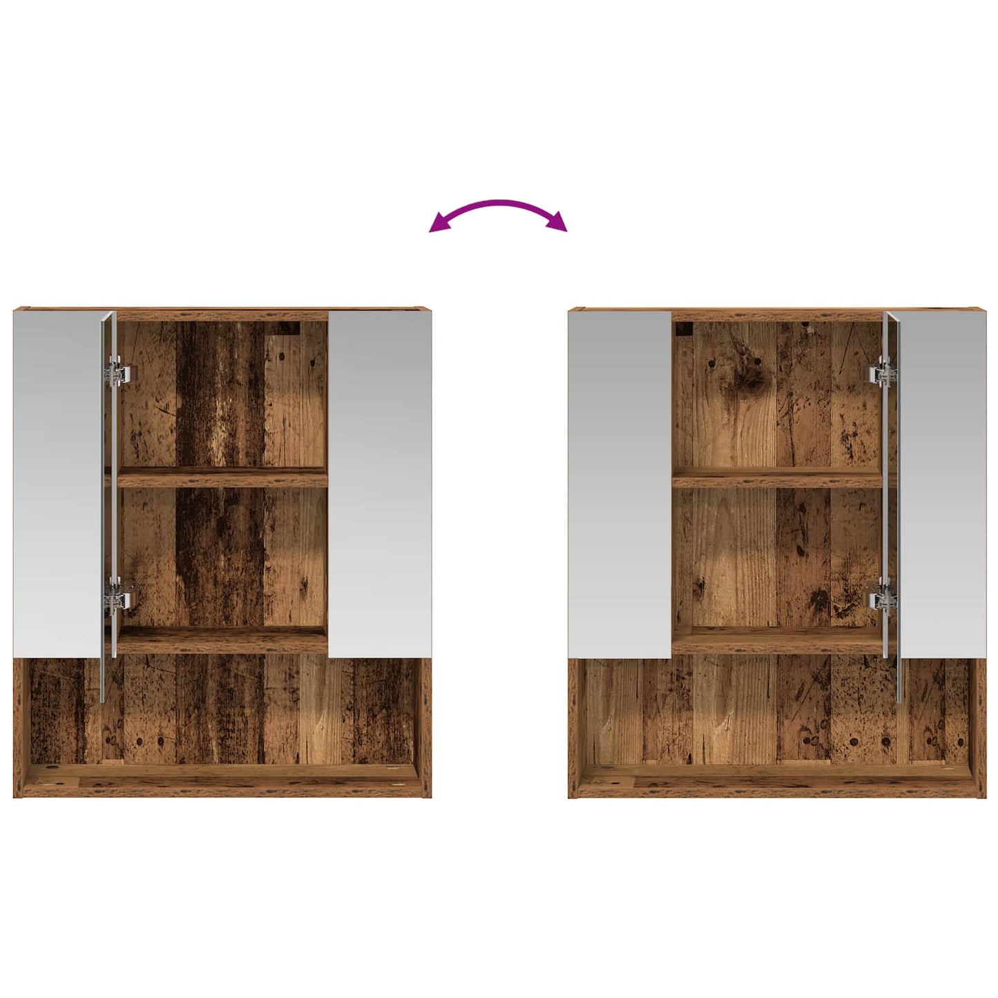 Badkamer spiegelkast Oudhout 60 x 14.5 x 70 cm Bewerkt hout is nu te koop bij PeponiXL, paradijselijk wonen!
