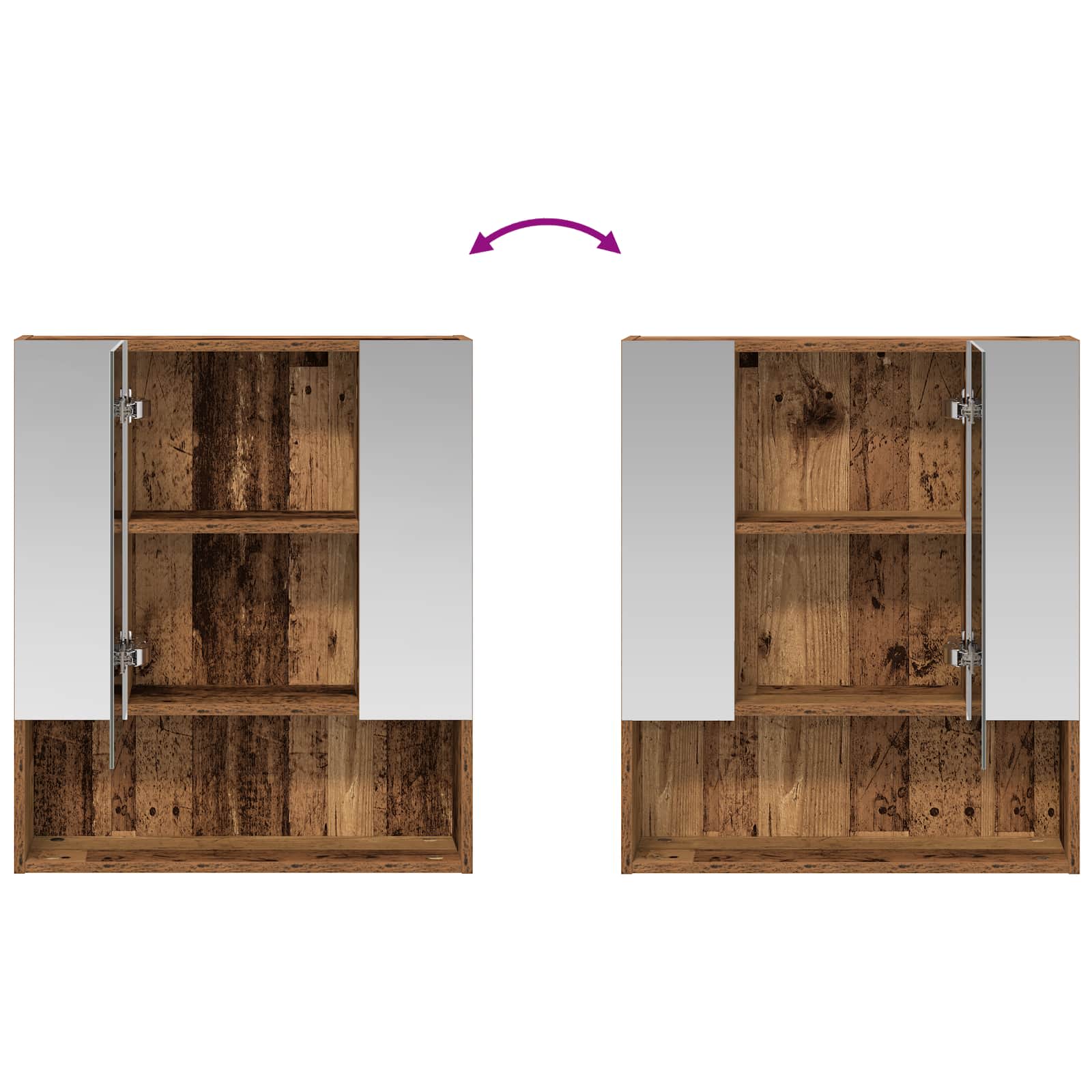 Badkamer spiegelkast Oudhout 60 x 14.5 x 70 cm Bewerkt hout is nu te koop bij PeponiXL, paradijselijk wonen!