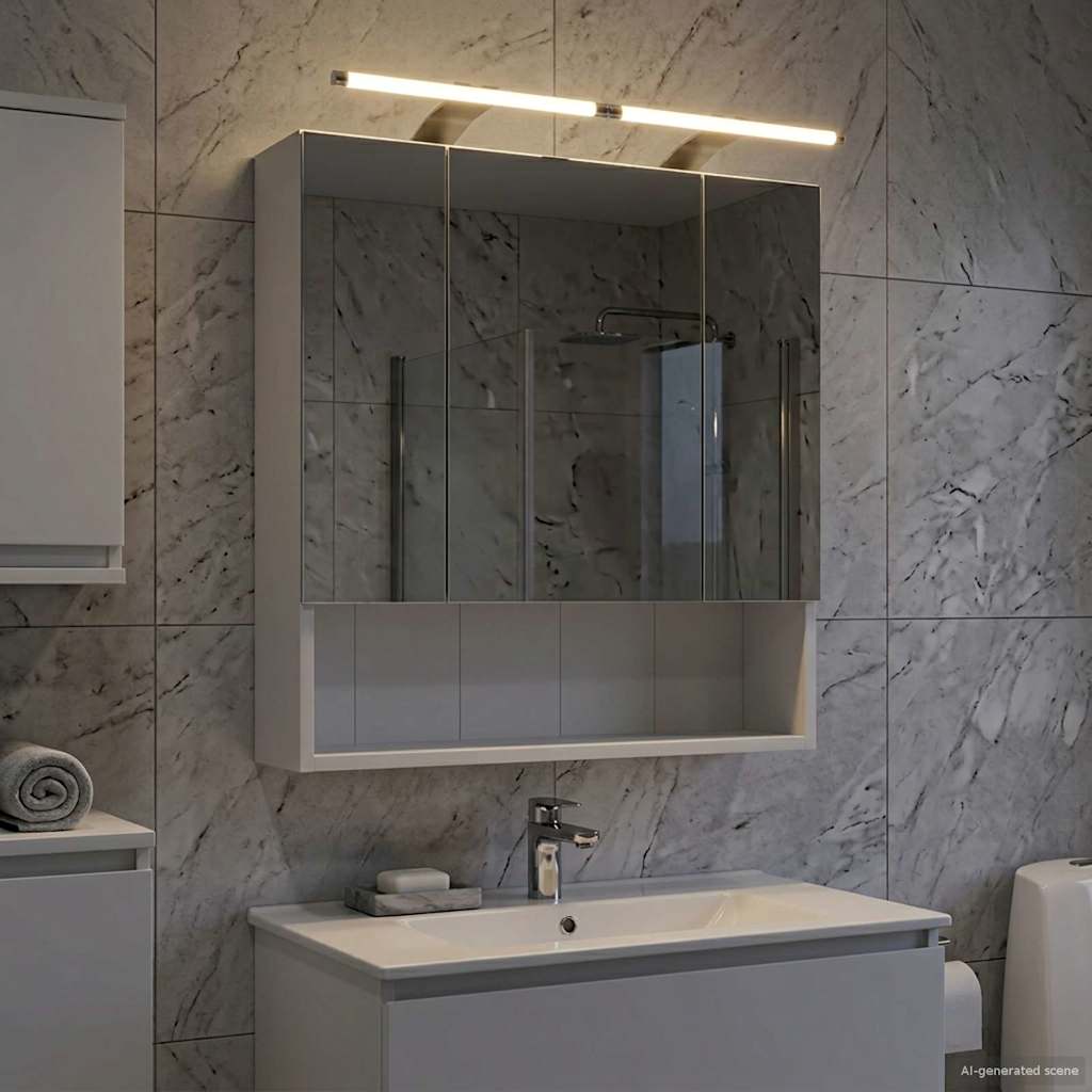 Badkamer spiegelkast Wit 60 x 14.5 x 70 cm Bewerkt hout is nu te koop bij PeponiXL, paradijselijk wonen!