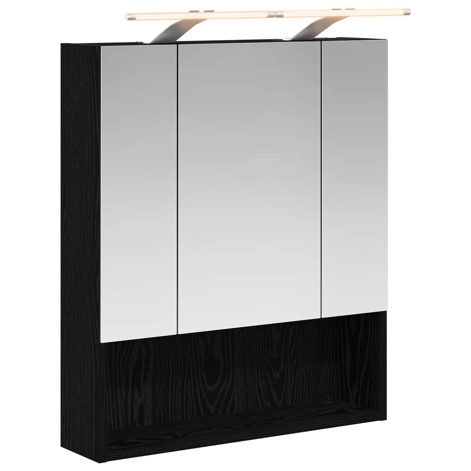 Badkamer spiegelkast Zwart Eiken 60 x 14.5 x 70 cm Bewerkt hout is nu te koop bij PeponiXL, paradijselijk wonen!