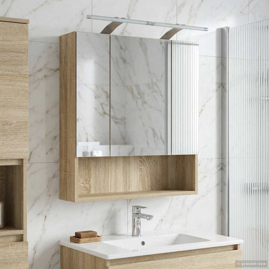 Badkamer spiegelkast met plank Sonoma Eiken 60 x 14.5 x 70 cm is nu te koop bij PeponiXL, paradijselijk wonen!