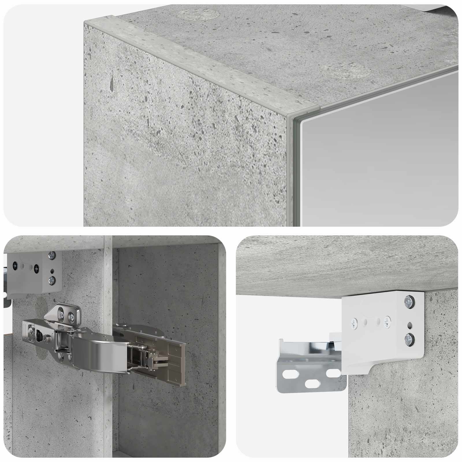 Badkamer spiegelkast Beton Grijs 60 x 14.5 x 70 cm Bewerkt hout is nu te koop bij PeponiXL, paradijselijk wonen!