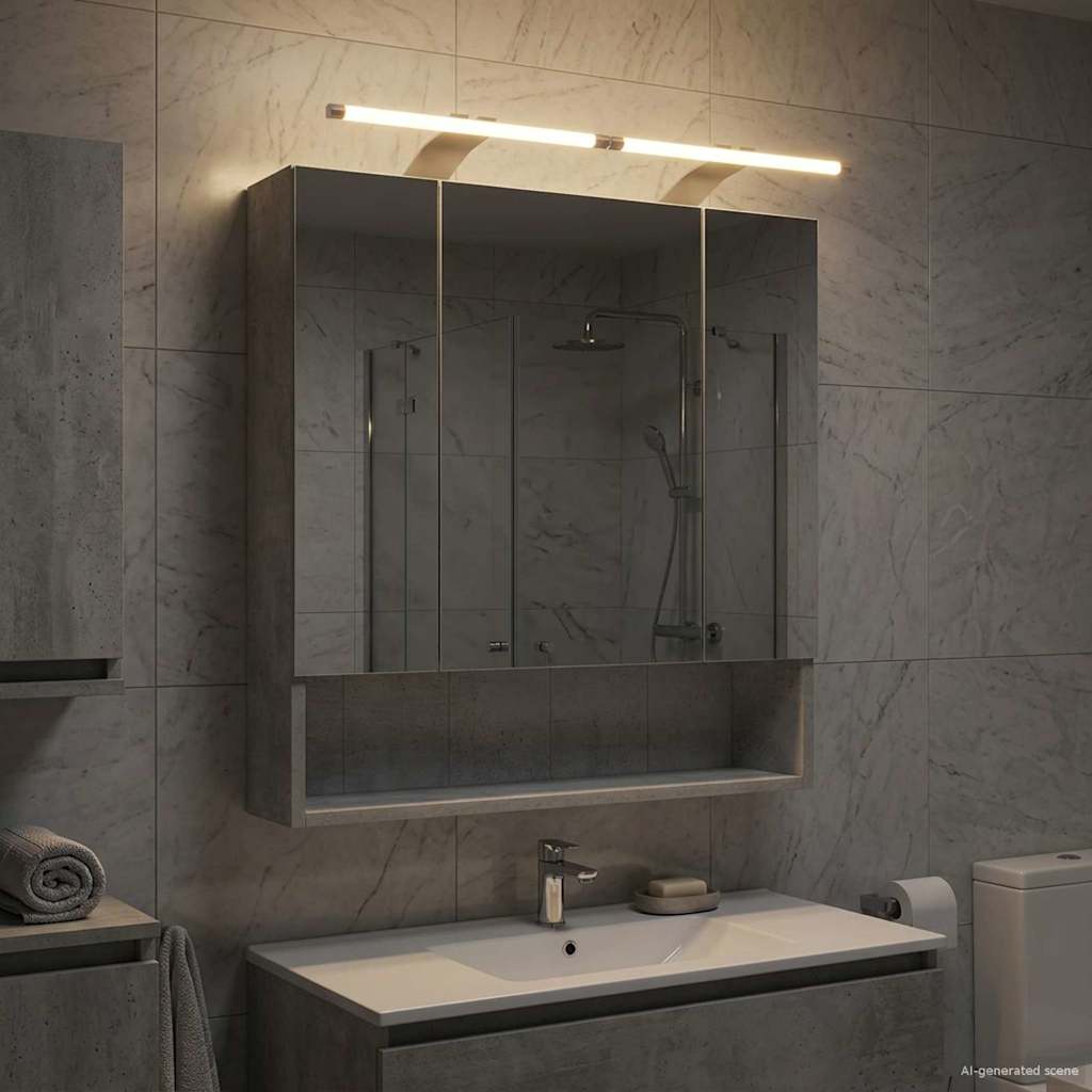 Badkamer spiegelkast Beton Grijs 60 x 14.5 x 70 cm Bewerkt hout is nu te koop bij PeponiXL, paradijselijk wonen!