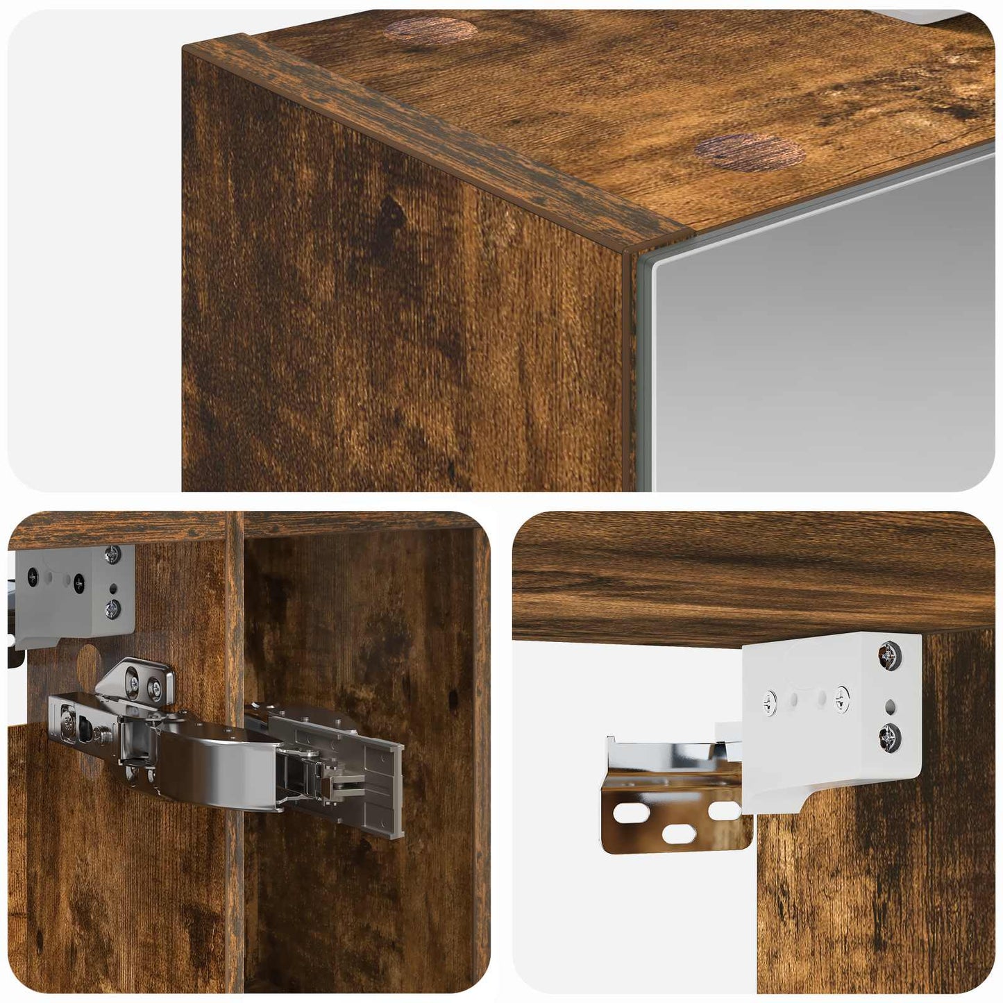 Badkamer spiegelkast met plank Gerookt eiken 60 x 14.5 x 70 cm is nu te koop bij PeponiXL, paradijselijk wonen!