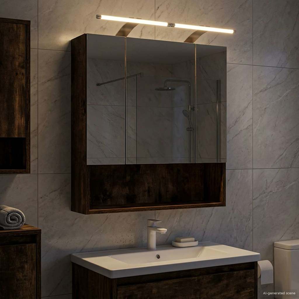 Badkamer spiegelkast met plank Gerookt eiken 60 x 14.5 x 70 cm is nu te koop bij PeponiXL, paradijselijk wonen!