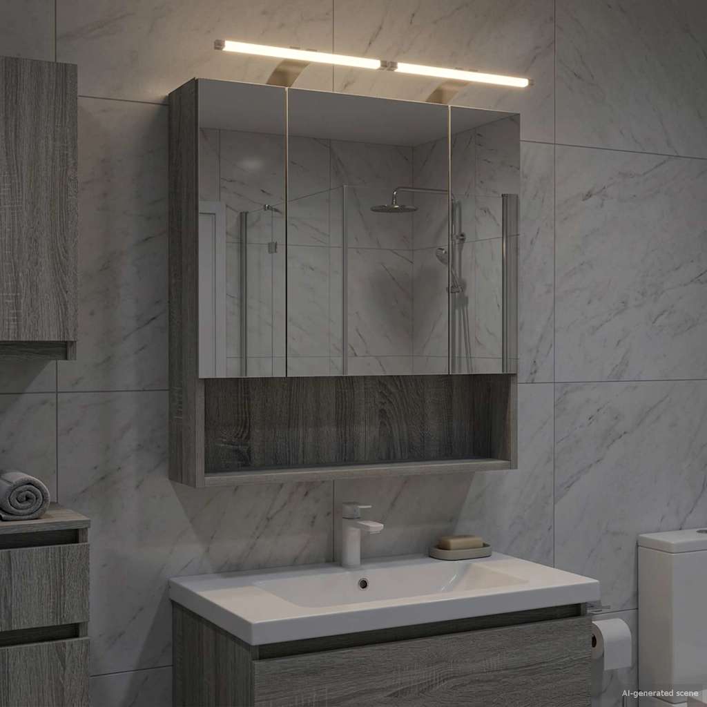 Badkamer spiegelkast met plank Grijs Sonoma 60 x 14.5 x 70 cm is nu te koop bij PeponiXL, paradijselijk wonen!