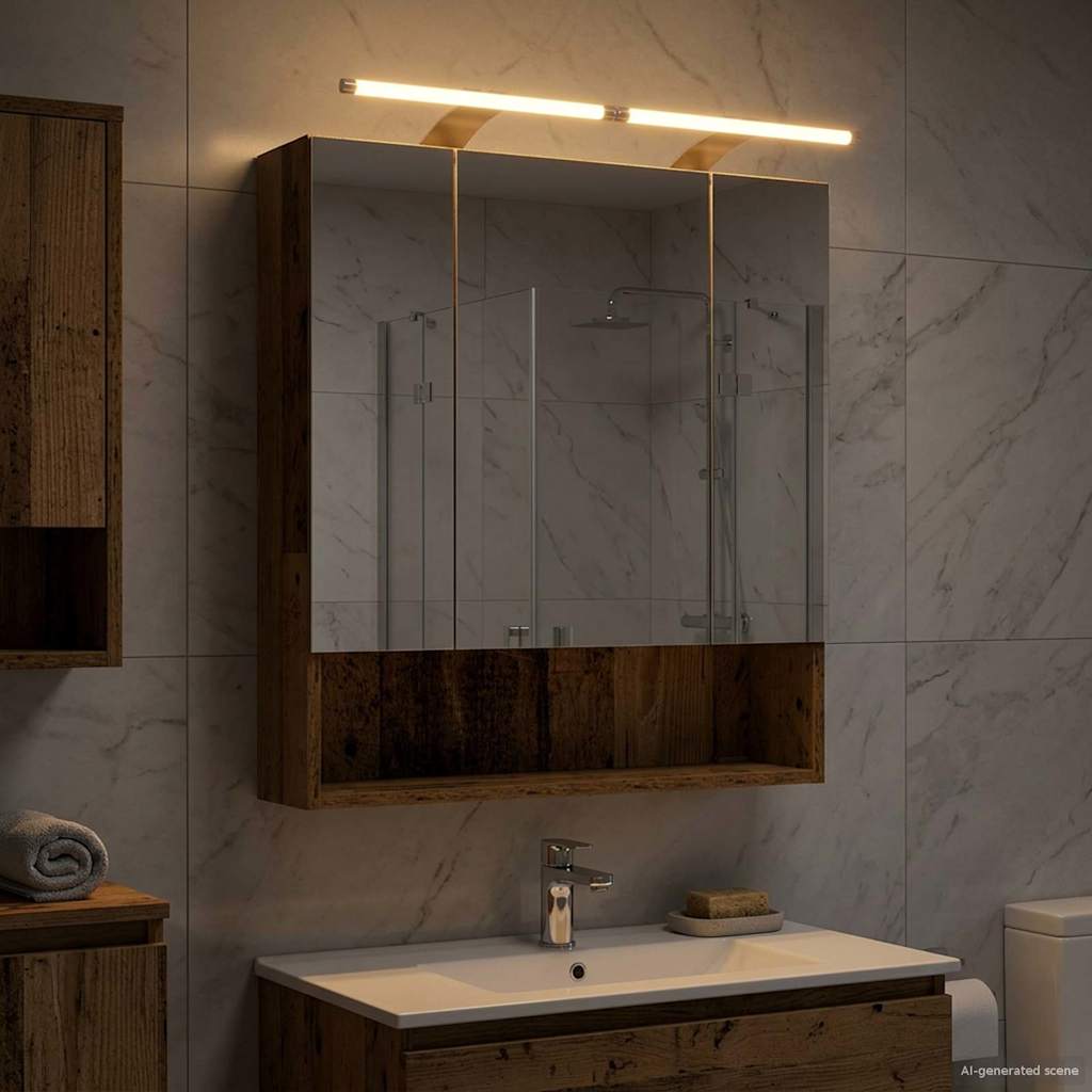 Badkamer spiegelkast Oudhout 60 x 14.5 x 70 cm Bewerkt hout is nu te koop bij PeponiXL, paradijselijk wonen!