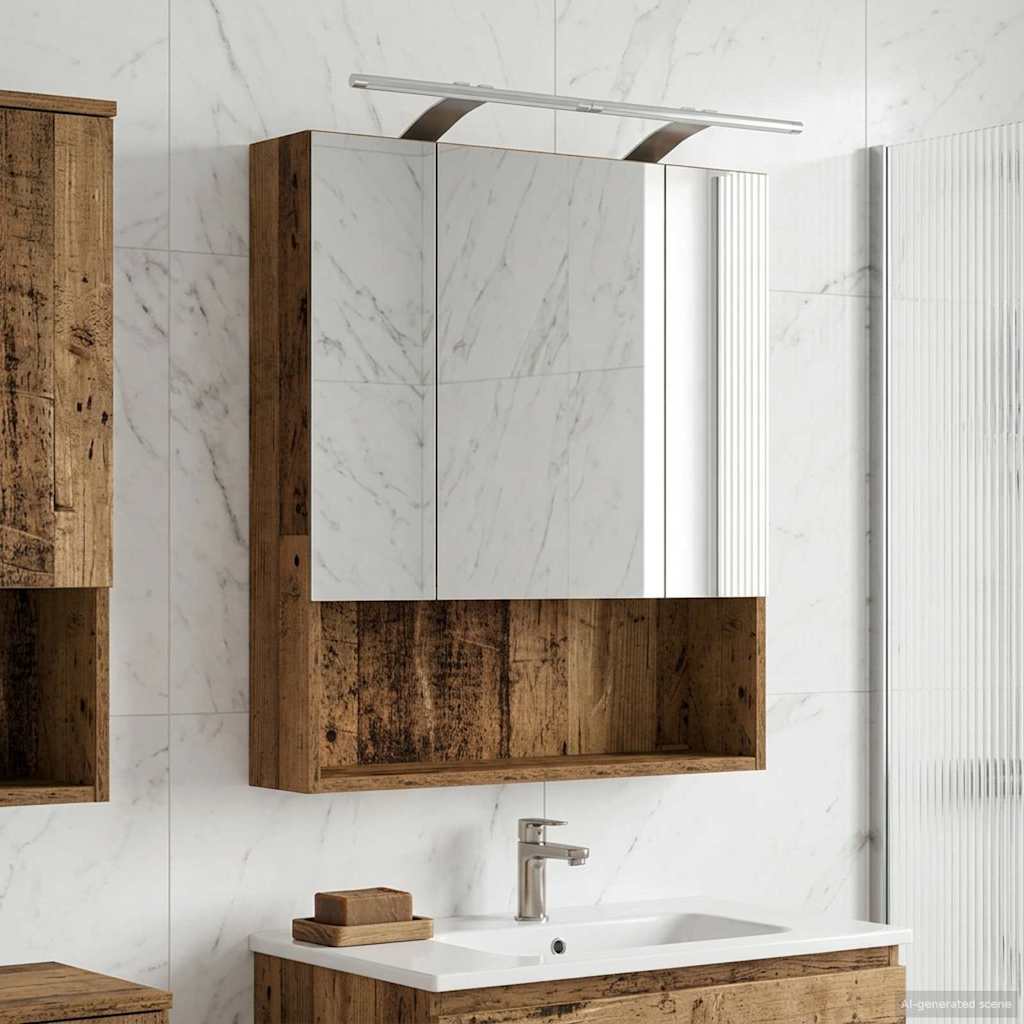 Badkamer spiegelkast Oudhout 60 x 14.5 x 70 cm Bewerkt hout is nu te koop bij PeponiXL, paradijselijk wonen!