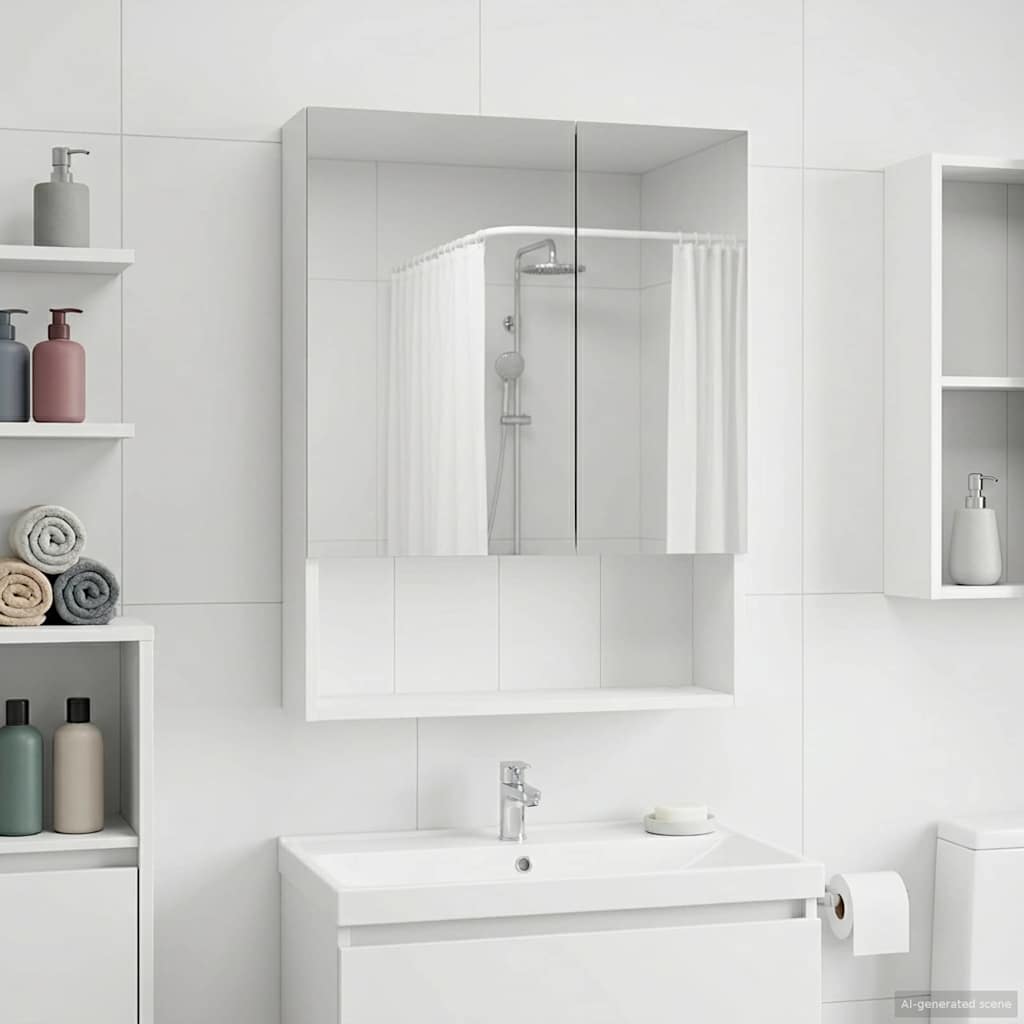 Badkamer spiegelkast Wit 50 x 14,5 x 70 cm Bewerkt hout is nu te koop bij PeponiXL, paradijselijk wonen!