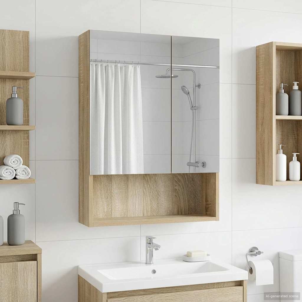 Badkamer spiegelkast met plank Sonoma Eiken 50 x 14,5 x 70 cm is nu te koop bij PeponiXL, paradijselijk wonen!