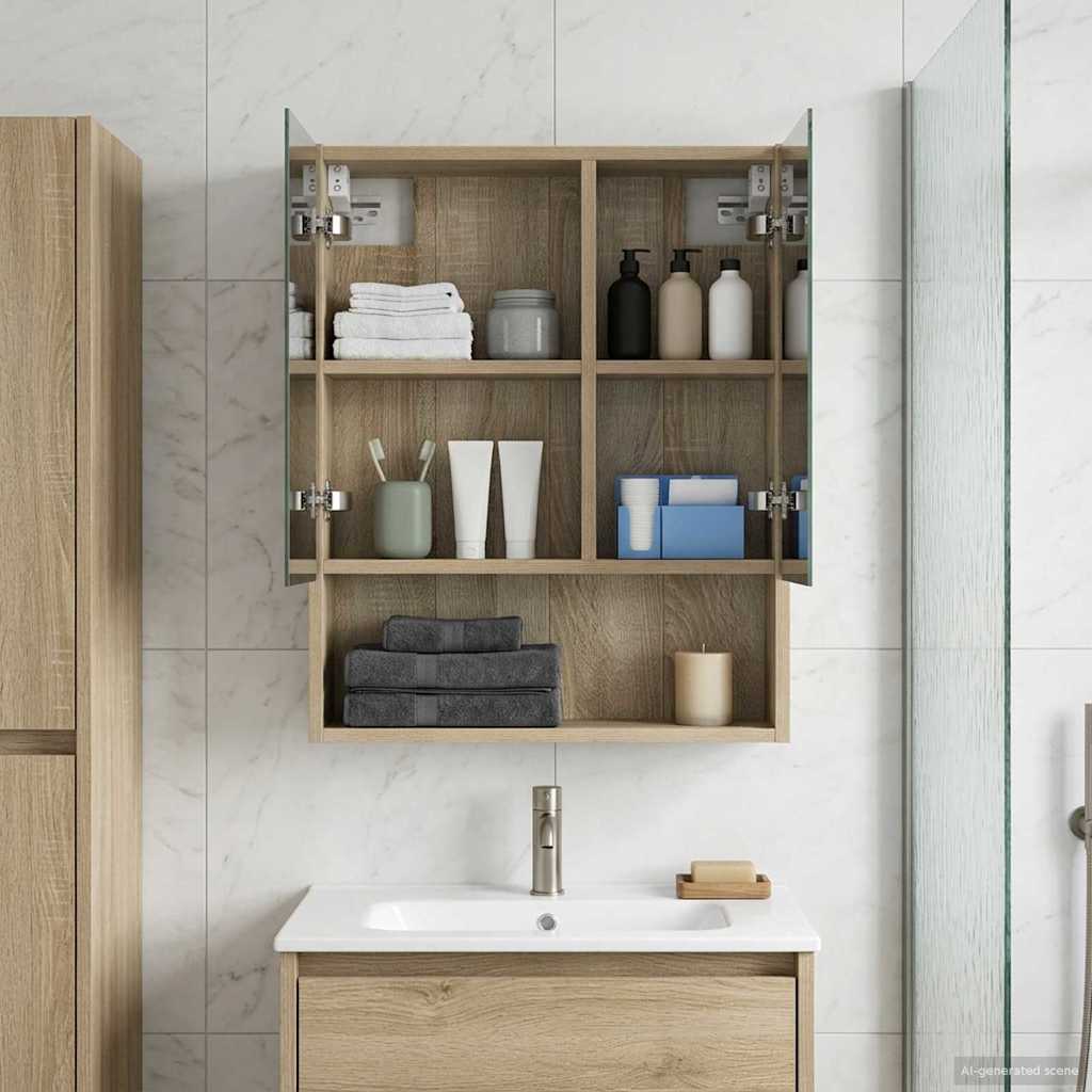 Badkamer spiegelkast met plank Sonoma Eiken 50 x 14,5 x 70 cm is nu te koop bij PeponiXL, paradijselijk wonen!