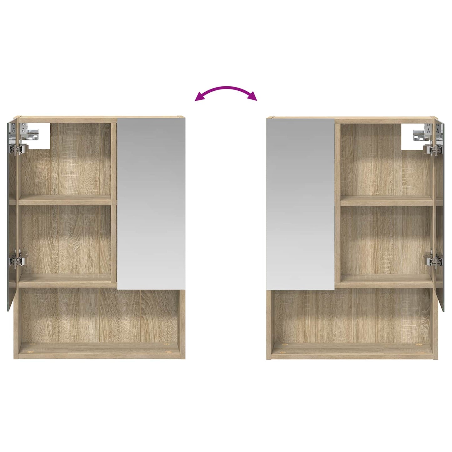 Badkamer spiegelkast met plank Sonoma Eiken 50 x 14,5 x 70 cm is nu te koop bij PeponiXL, paradijselijk wonen!