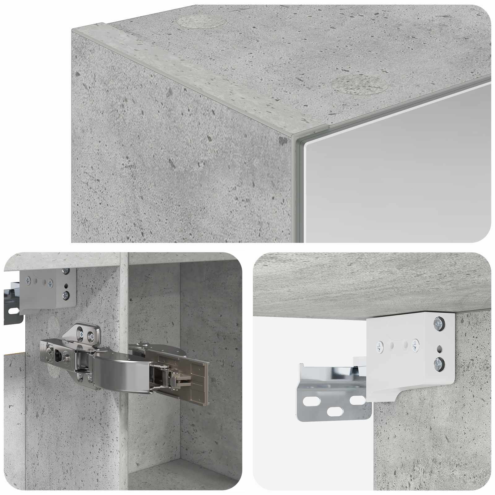 Badkamer spiegelkast Beton Grijs 50 x 14,5 x 70 cm Bewerkt hout is nu te koop bij PeponiXL, paradijselijk wonen!