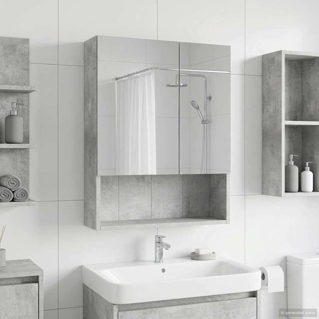 Badkamer spiegelkast Beton Grijs 50 x 14,5 x 70 cm Bewerkt hout is nu te koop bij PeponiXL, paradijselijk wonen!