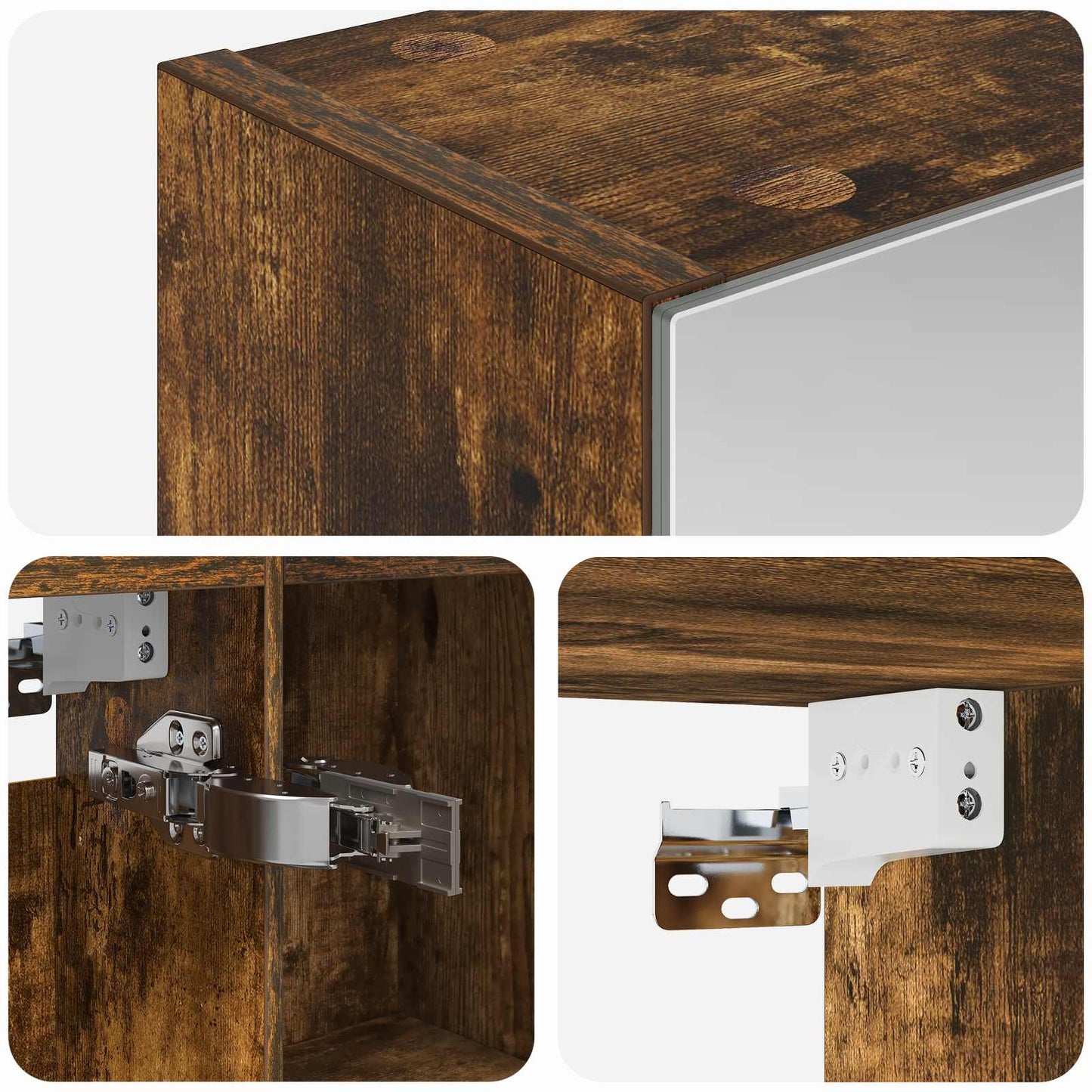 Badkamer spiegelkast met plank Gerookt eiken 50 x 14,5 x 70 cm is nu te koop bij PeponiXL, paradijselijk wonen!