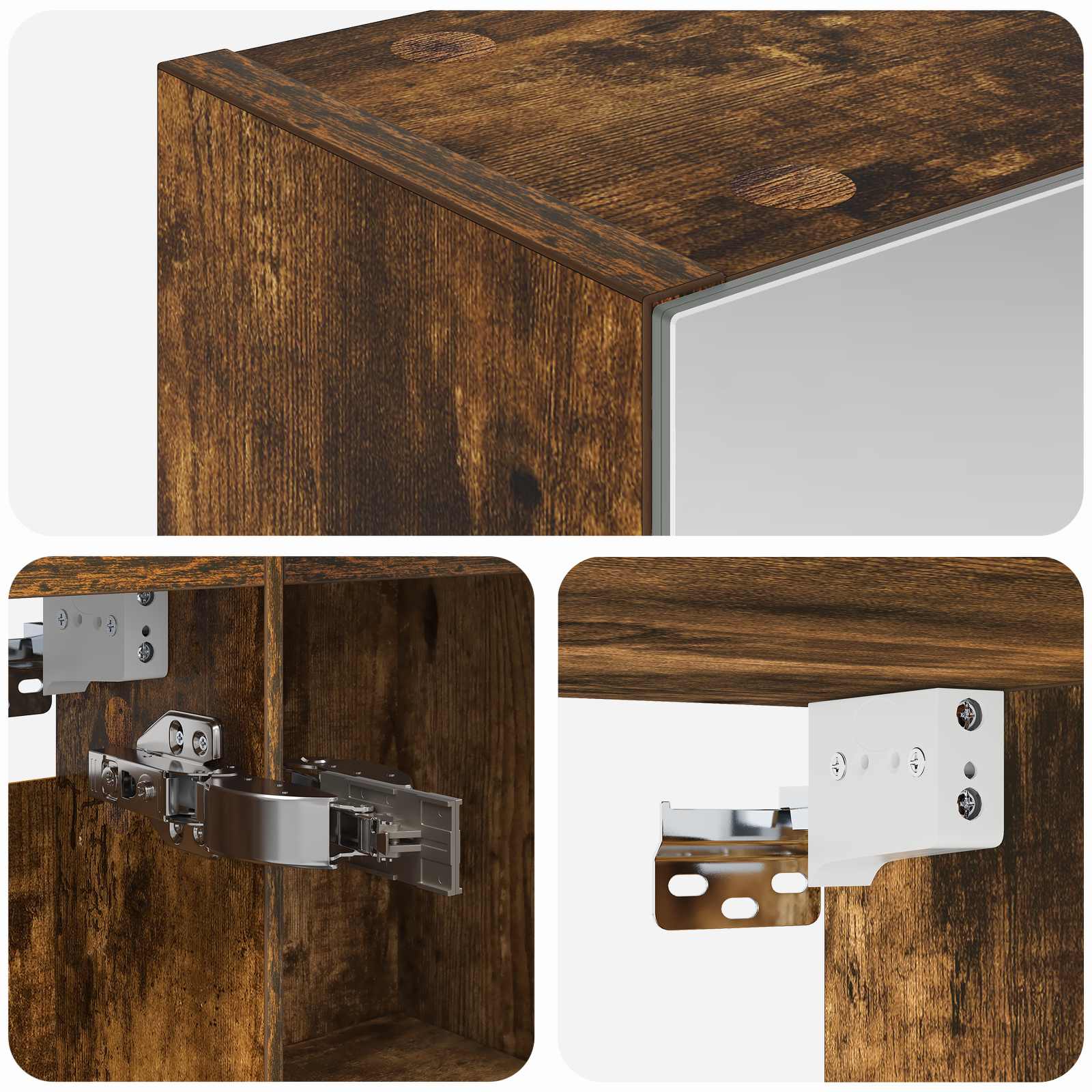 Badkamer spiegelkast met plank Gerookt eiken 50 x 14,5 x 70 cm is nu te koop bij PeponiXL, paradijselijk wonen!