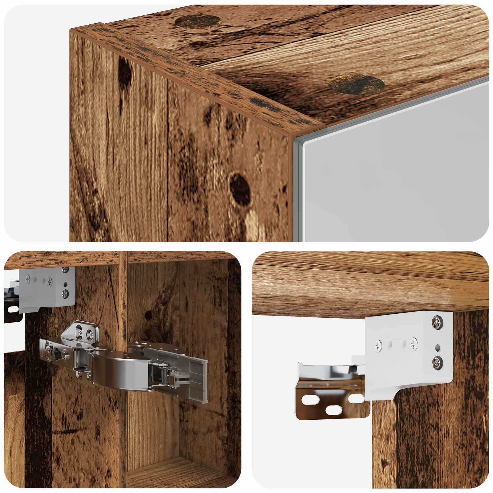 Badkamer spiegelkast Oudhout 50 x 14,5 x 70 cm Bewerkt hout is nu te koop bij PeponiXL, paradijselijk wonen!