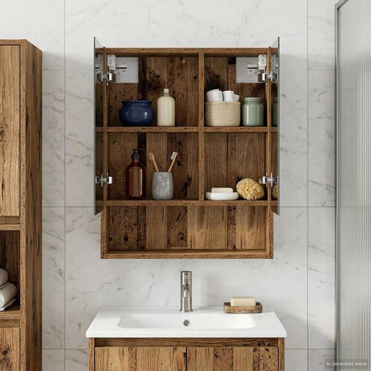Badkamer spiegelkast Oudhout 50 x 14,5 x 70 cm Bewerkt hout is nu te koop bij PeponiXL, paradijselijk wonen!