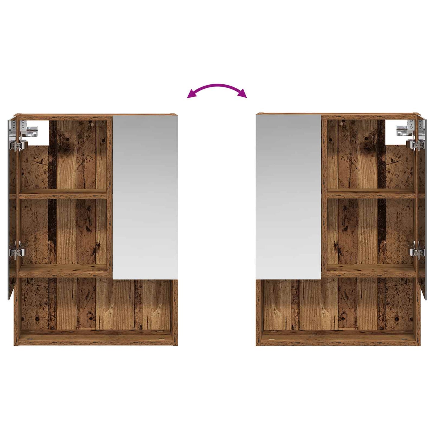 Badkamer spiegelkast Oudhout 50 x 14,5 x 70 cm Bewerkt hout is nu te koop bij PeponiXL, paradijselijk wonen!
